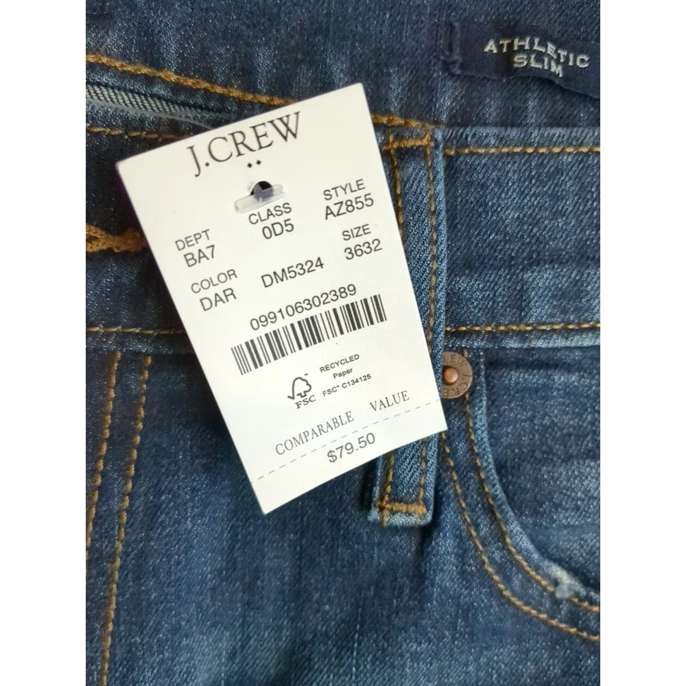 J. Crew Mens 36x32 Athletic‎ Slim Fit Medium Wash Jeans